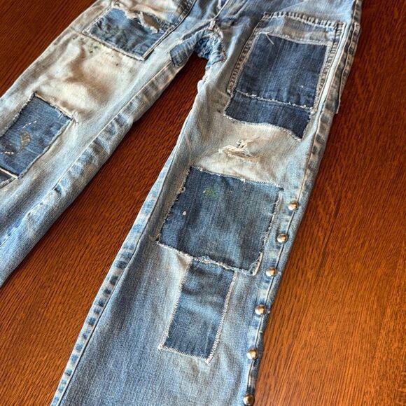 Vintage 1960’s Rare Original Repairs Patchwork Flair Jeans Women’s Misses Petite - Picture 2 of 16